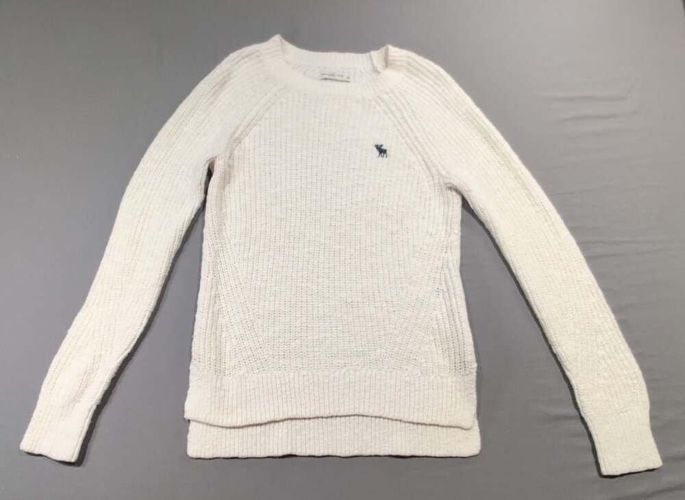 Abercrombie & Fitch Knit Sweater Size L White Long Sleeve Pullover Preppy